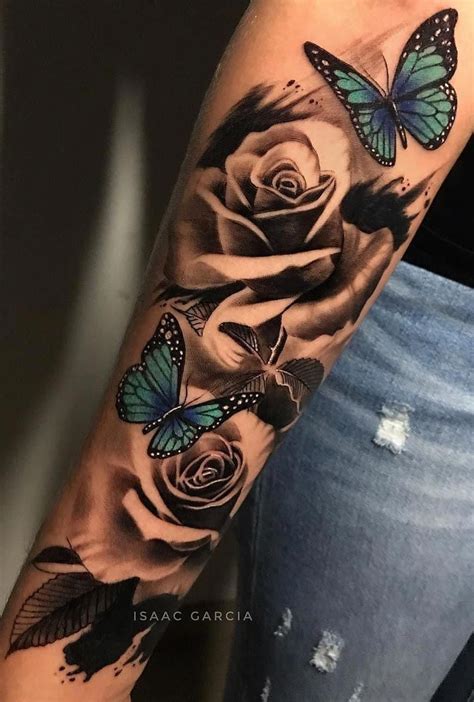 schmetterling rosen tattoo